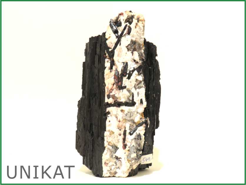 Schwarzer Turmalin - Naturkristall mit Muskovit und Glimmer